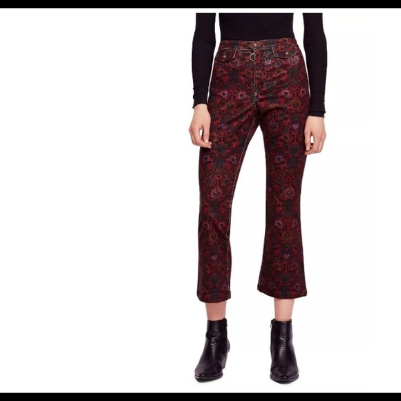 Free People Pants - NWT Free People Graphic Flared Cropped Pants